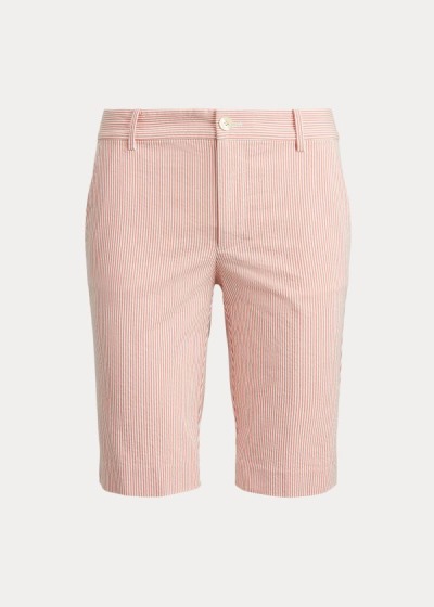 Pantalones Cortos Ralph Lauren Mujer Rojos / Blancos - Stretch Seersucker - VBTEW2865